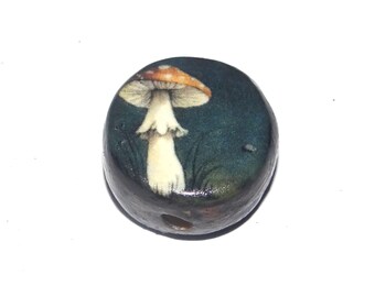 Ceramic Mushroom Focal Bead Handmade Pottery Beads 16-18mm BB1-3