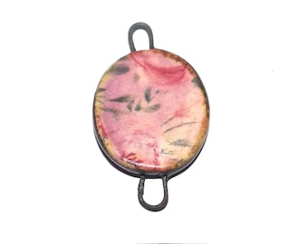 Ceramic Floral Connector Charm Pendant Porcelain Handmade 30mm PP9-4