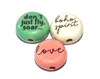 Porcelain Quote Bead Set Porcelain Handmade 15mm 0.6" CC8-3