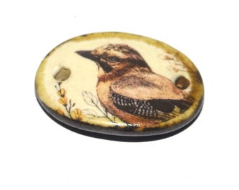 Ceramic Bird Bracelet Bar Cuff Porcelain 27mm PP8-2