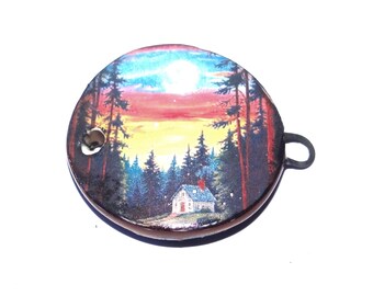 Ceramic Cabin Woods Bracelet Bar Cuff Porcelain 28mm PP4-4