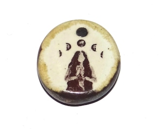 Ceramic Moon Phases Charm Pendant Porcelain Handmade 20mm CC9-4