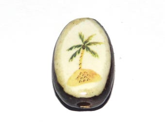 Ceramic Beach Focal Bead Handmade Pottery Beads 23mm PP7-2