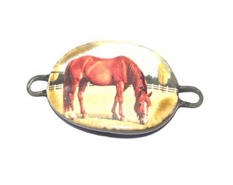 Ceramic Horse Bracelet Bar Cuff Porcelain 40mm CC2-2