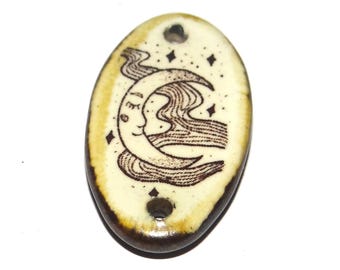 Ceramic Moon Pendant Handmade Focal Porcelain 29mm PP9-3