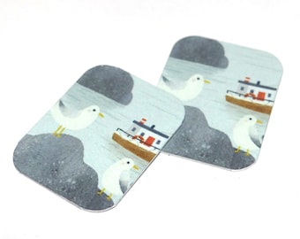 Metal Faux Tin Seagull Ocean Charms Handmade 25mm 1" MM1-4