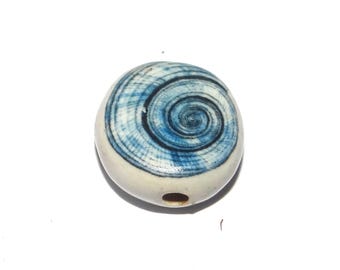 Ceramic Shell Focal Bead Handmade Pottery Beads 18-20mm PP7-1