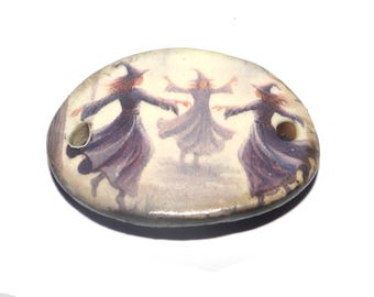 Ceramic Witches Bracelet Bar Cuff Porcelain 30mm CC6-4