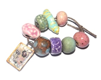 Ceramic Bead Set Handmade Porcelain 8-15mm