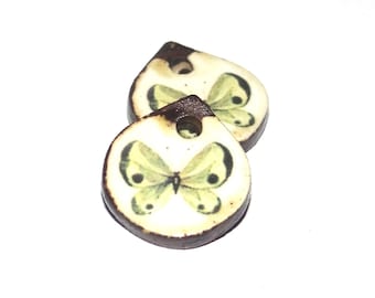 Ceramic Butterfly Charms Beads Pair Handmade 14mm PP2-3