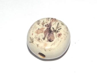 Ceramic Rabbits Focal Bead Handmade Pottery Beads 18-20mm PP7-1