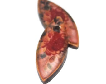Ceramic Pink Flower Charms Beads Pair Porcelain 25mm CC10-4