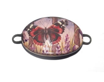 Ceramic Butterfly Bracelet Bar Cuff Porcelain 30mm CC5-3