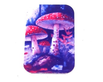 Faux Tin Mushroom Fungi Pendant Charm Handmade 32mm 1.25" MM8-4