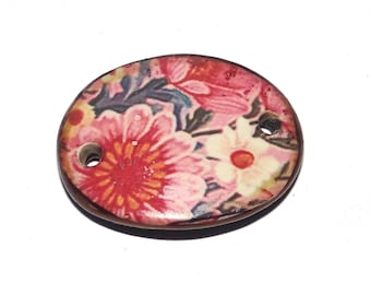 Ceramic Flower Bracelet Bar Cuff Porcelain 30mm PP4-4