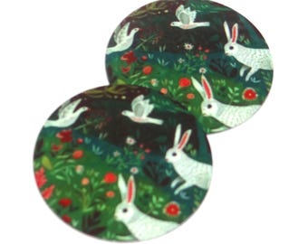 Faux Tin Rabbit Charms Handmade 25mm 1" MM9-3