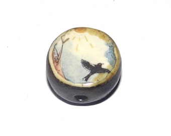 Ceramic Bird Focal Bead Handmade Pottery Beads 16-18mm BB1-3