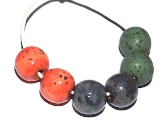 3 Pairs Ceramic Earring Pairs Bead Set Speckled Handmade 12mm BB10-3