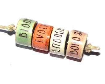 Porcelain Quote Bead Set Porcelain Handmade 12x8mm  CC10-2