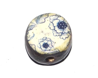 Ceramic Flower Focal Bead Handmade Pottery Beads 18mm PP7-3