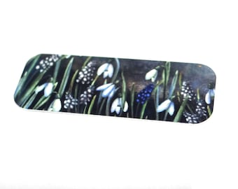 Metal Faux Tin Floral Snowdrop Bracelet Bar Cuff Pendant Handmade 40mm MM9-1