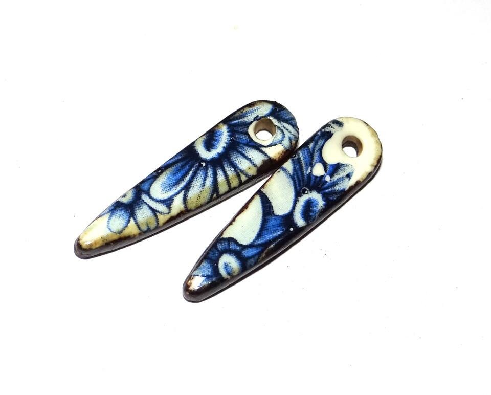 Ceramic Spike Earring Charms Pair Rustic Stoneware Pottery