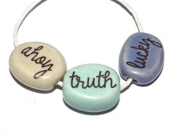 Porcelain Quote Bead Set Porcelain Handmade 15mm 0.6" CC8-3