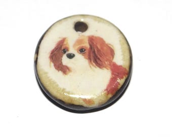 Ceramic Dog Charm Pendant Porcelain Handmade 20mm CC9-4
