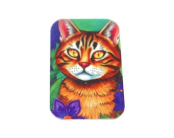 Faux Tin Cat Pendant Handmade 32mm 1.25" MM5-1