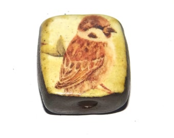 Ceramic Bird Focal Bead Handmade Pottery Beads 17mm PP8-4