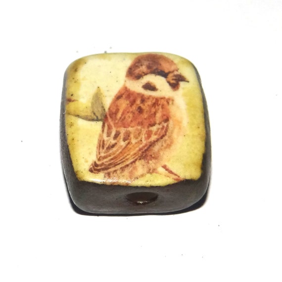 Ceramic Bird Focal Bead Handmade Pottery Beads 20mm PP8-4