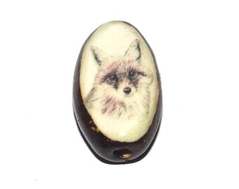 Ceramic Fox Focal Bead Handmade Pottery Beads 23mm PP7-2