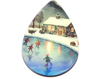 Wooden Christmas Tree Decoration Pendant Handmade 65mm MM1-2