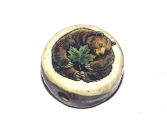 Ceramic Bear Focal Bead Handmade Pottery Beads 16-18mm BB2-2