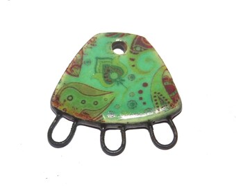 Ceramic Floral Connector Charm Pendant Porcelain Handmade 25mm PP9-4