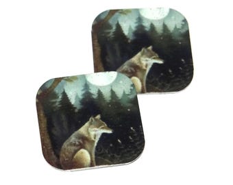 Faux Tin Wolf Charms Handmade 16mm MM9-3