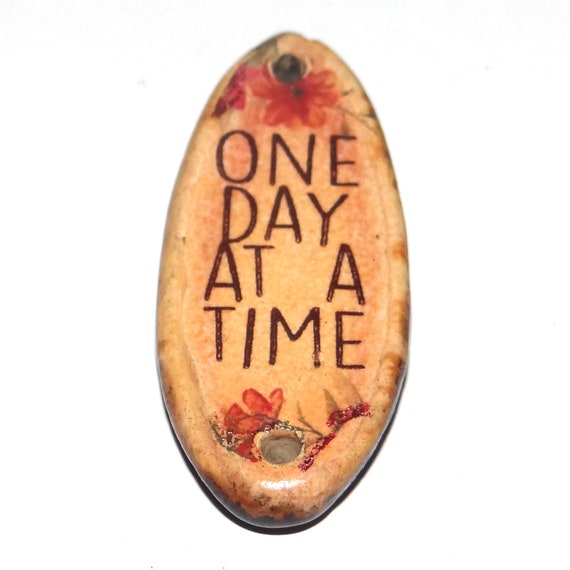 Ceramic Quote Pendant Handmade Focal Porcelain 35mm CC6-3