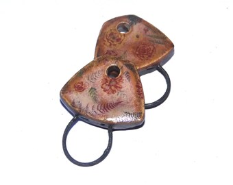 Ceramic Flower Charms Beads Pair Porcelain 20mm CC2-1