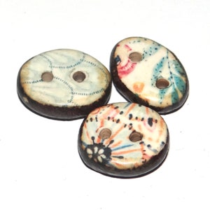 Keramik Blumengemusterte Knöpfe Porzellan Handmade Einzigartig Rustikal 13-15 mm CC8-2