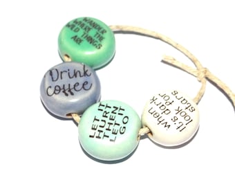 Porcelain Quote Bead Set Porcelain Handmade 15mm 0.6" CC8-3