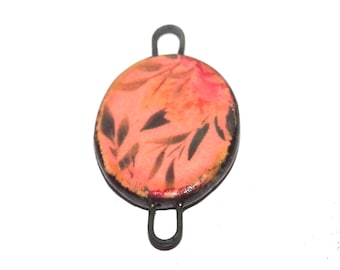 Ceramic Floral Connector Charm Pendant Porcelain Handmade 30mm PP9-4