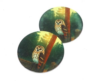 Faux Tin Owl Charms Handmade 25mm 1" MM8-3