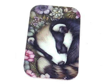 Faux Tin Badger Pendant Handmade 33mm 1.25" MM5-3