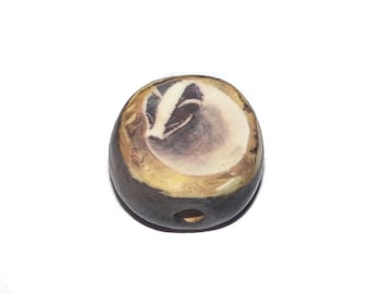 Ceramic Badger Focal Bead Handmade Pottery Beads 16-18mm BB1-3