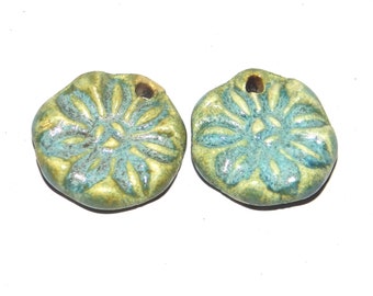 Ceramic Earring Charms Pair Beads Handmade Rustic PP1-4