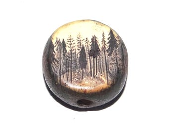 Ceramic Forest Focal Bead Handmade Pottery Beads 17mm PP7-3