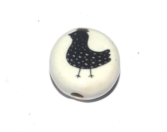 Ceramic Chicken Focal Bead Handmade Pottery Beads 18-20mm PP7-1