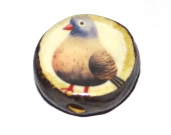 Ceramic Bird Focal Bead Handmade Pottery Beads 20mm PP3-4