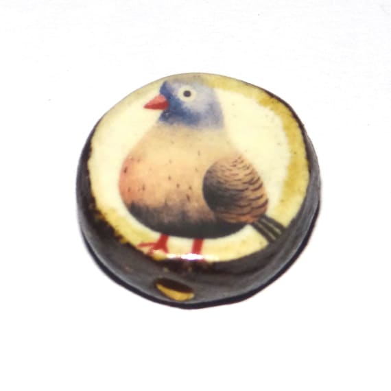 Ceramic Bird Focal Bead Handmade Pottery Beads 24mm PP3-4