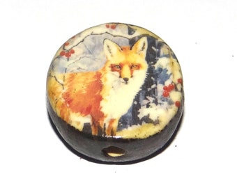 Ceramic Fox Focal Bead Handmade Pottery Beads 20mm PP3-4